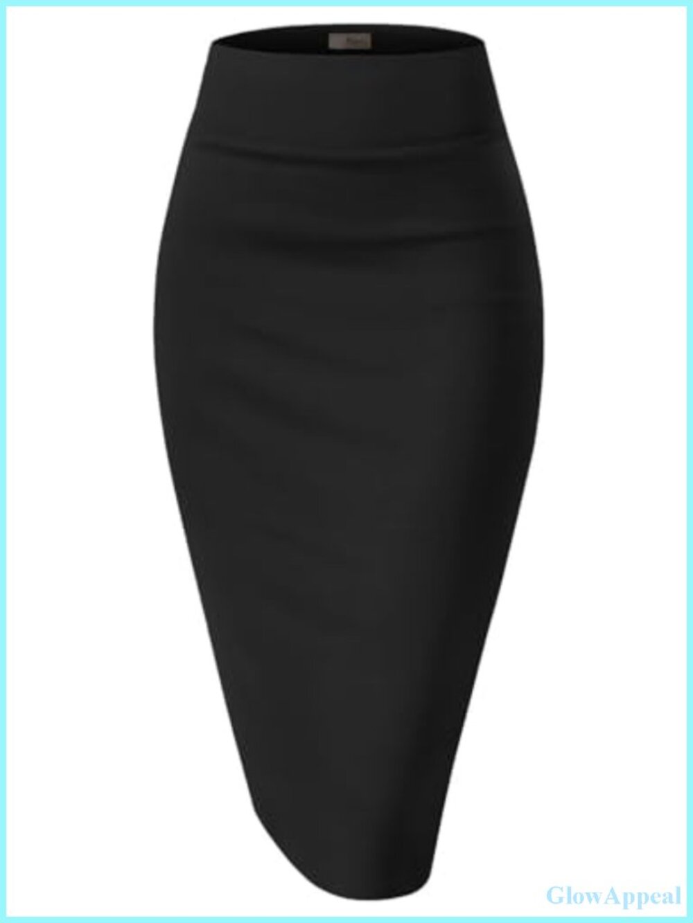Premium Nylon Ponte Stretch High Waist Pencil Skirt Below Knee